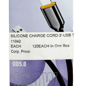 SILICONE CHARGE CORD-3'-USB TO IPHONE, GADGET-ASST COLORS