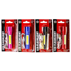 Mini LED Flashlight • USB Rechargeable • 4 Assorted Colors: Black, Pink, Red, Blue